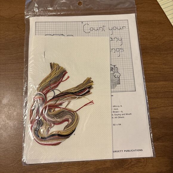 Vtg Dale Burdett Cross Stitch Kit Pitiful Pals Count Your Many Blessings 1985 - Picture 5 of 5